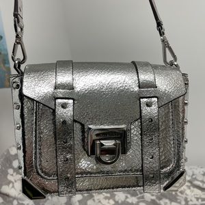 Manhattan Small Crackled Metallic Leather Crossbody Bag